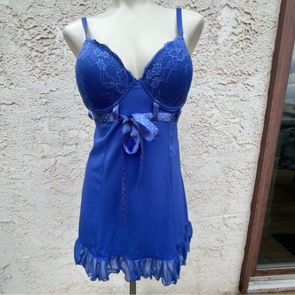 La Vie En Rose Blue Babydoll Chemise Lingerie